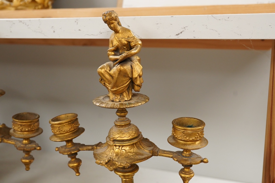 A pair of late 19th century French ormolu candlesticks, 37cm